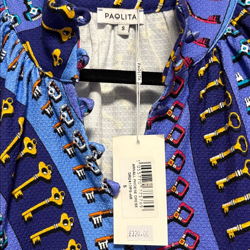 NWT [Paolita] London Arnall Phoebe Key Pattern Bright Blue Dress/Tunic Women’s S - Picture 11 of 13